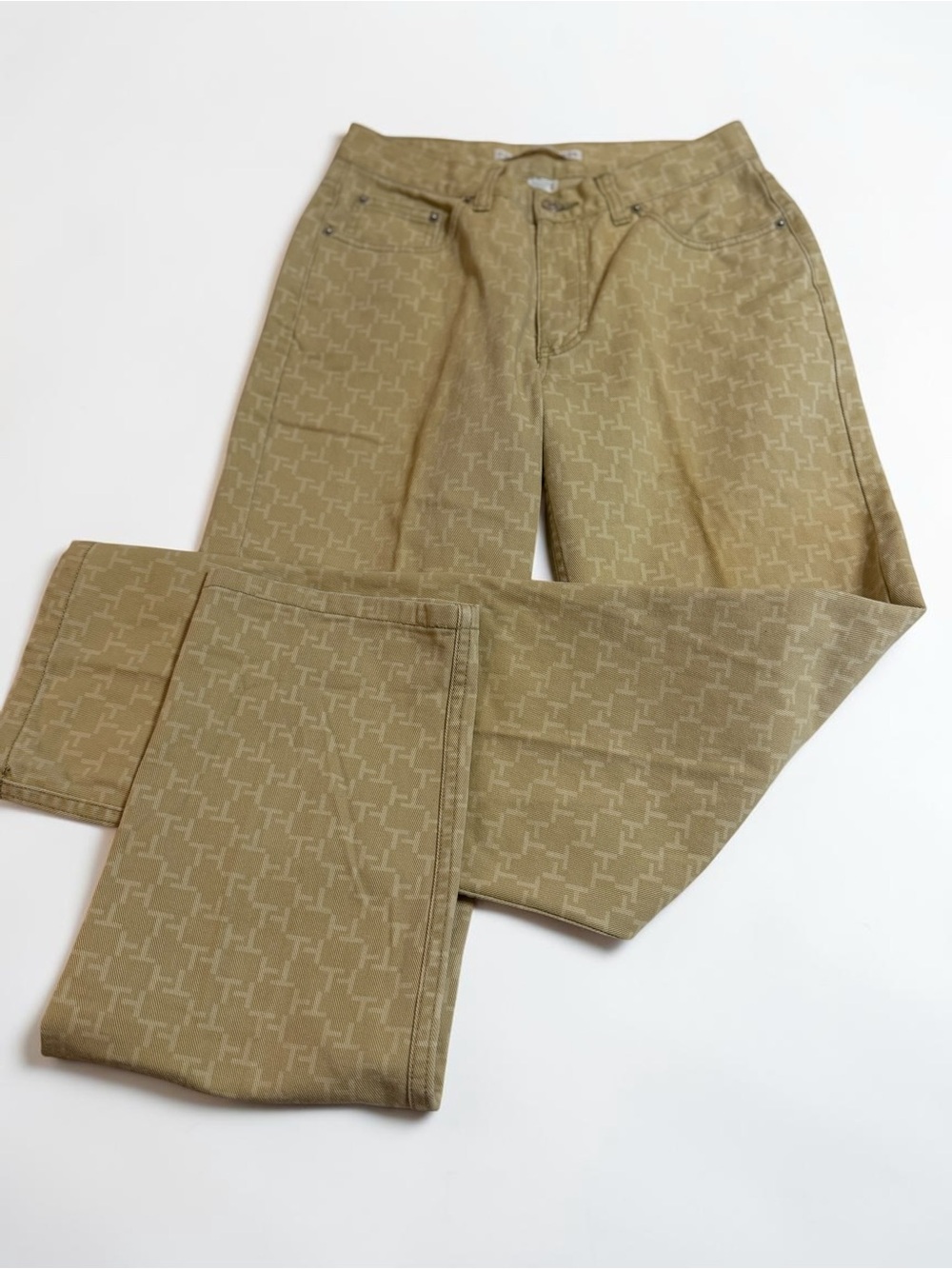 Tommy Hilfiger Womens Tan Monogram Straight Leg Jeans Size 6 Vintage